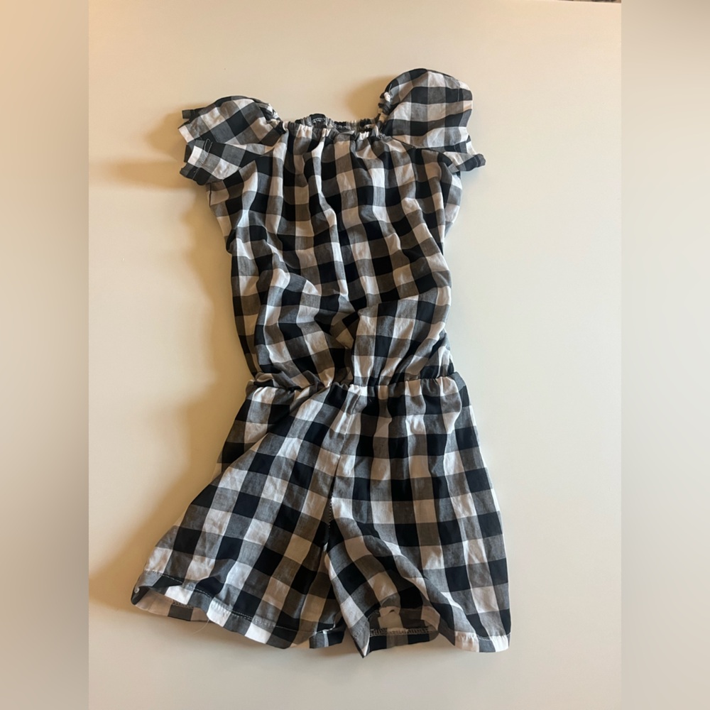 black and white gingham romper